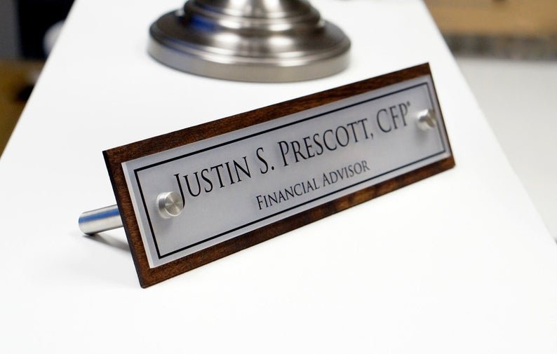 Wooden Base Acrylic Desk Nameplate 3 Metal Name Plate Designs